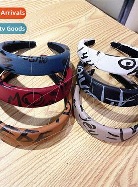 Europe retro glossy pu leather hair bands small graffi heigh