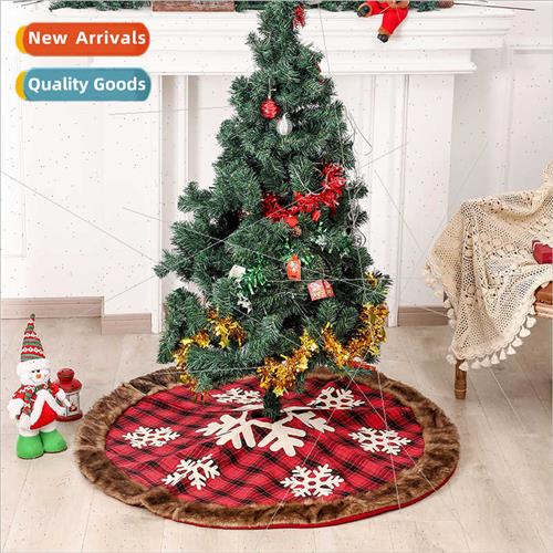 Christmas Decoration Tree Skirt Christmas Snowflake Plaid Ar