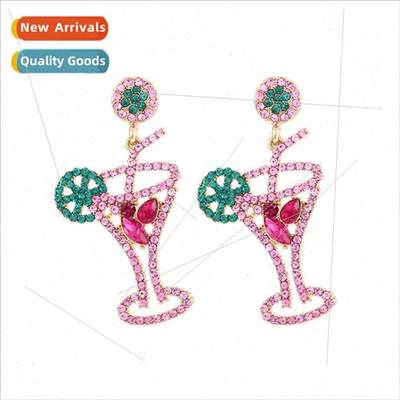 Skeleton fashion diamond cocktail glass earrings fashion per