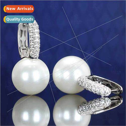 S925 silver simple pearl earrings female niche two wear cros