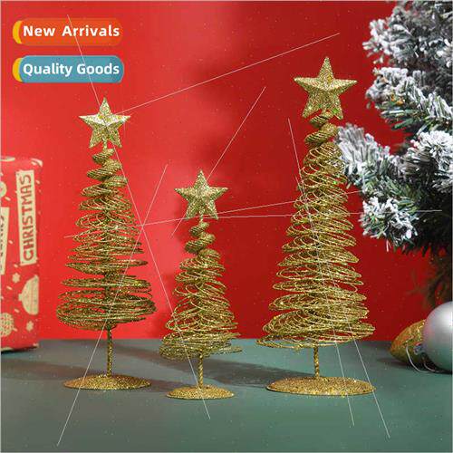 2023 Christmas Mini Gold Iron Small Tree Christmas Queue Par