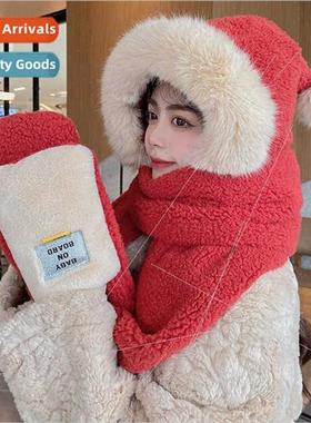 2021 winter new scarf threePCS all-in-one warm students fash