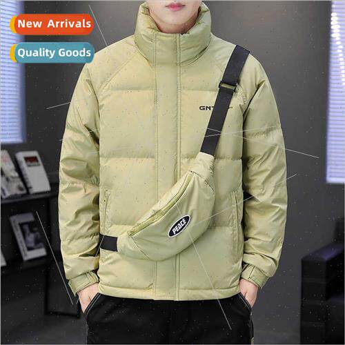 Trend 2023 winter new men fashion glossy stand-up collar dow