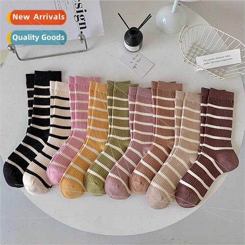 Boneless heating fiber striped women socks autumn winter tid