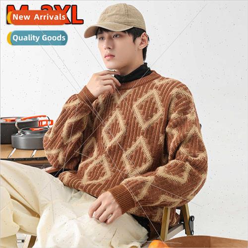 2023 fall winter new sweater men round neck warm kn sweater