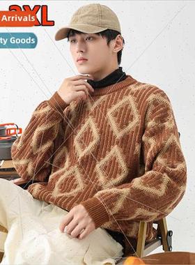 2023 fall winter new sweater men round neck warm kn sweater