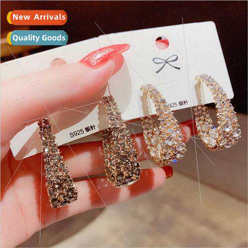 Korea retro baroque rhinestone earrings s925 silver needle e