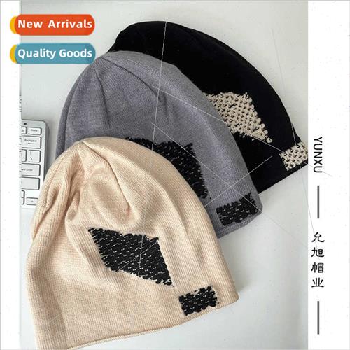 Beggar patch knted hat female fall winter black woolen cap w