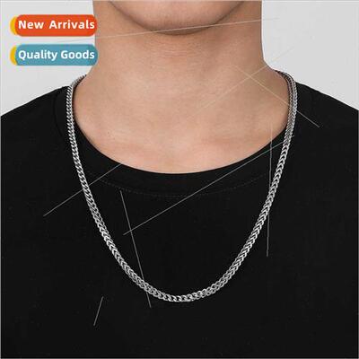 high set men tanium steel necklace niche rhombus Europe hip-