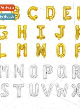 thin body 16-inch English A-Z small letters balloon gold sil