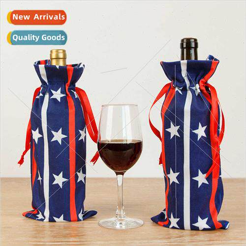 New Wine Bottle Sleeve American Independence Day Stars Strip