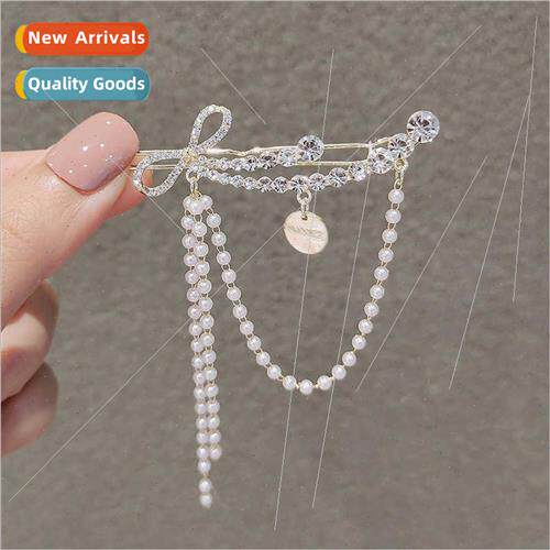 Korearhinestone chain mangosteen tassel side clip hairpin 20