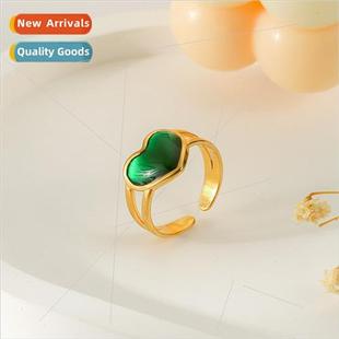 niche heart fashion stee stainless vintage Jewellery emerald