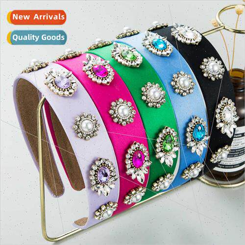 Hair bands female Europe retro wide edge imation pearl headb