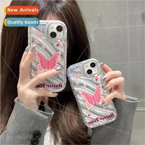 Girls pink bow IPhone14ProMax inside diagonal stripes Apple