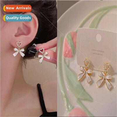 925 silver pin love earrings niche bow earrings female summe