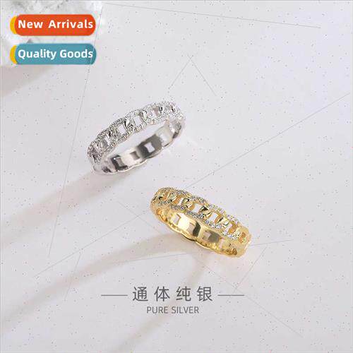 s925 silver Korea diamonds zirconia chain ring niche ring cl