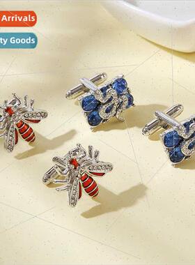 new bee rectangular diamond encrusted cufflinks fashion men