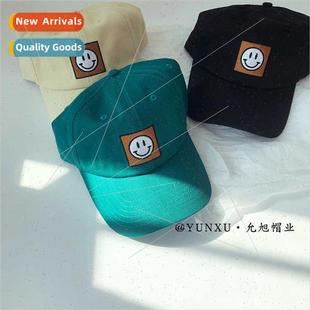 duck tongue solid smiley col women embroidered men Korea cap