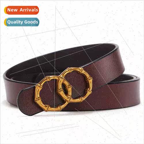 Smooth buckle belt female leather jeans belt thin decorative