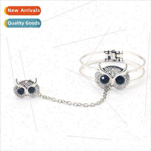 Europe owl opening adjustable bracelet ring all-in-one set f