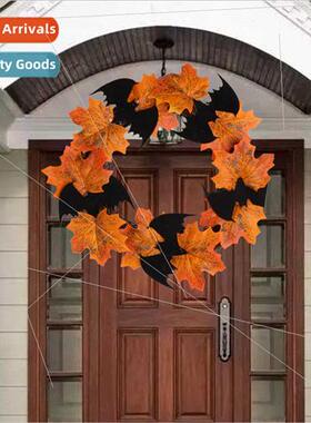 Halloween Decoration Bat Wooden Wreath Hanging Bar Decoratio