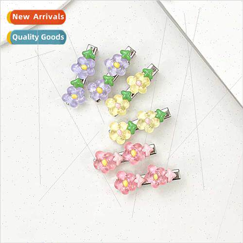 Jelly-coloured flower hairpin sweet girl cute hairpin simple