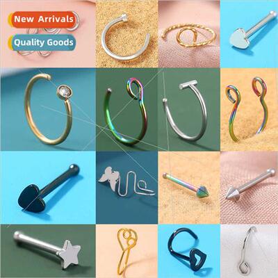 stainless steel Nose Clip Fake Minimalist Nose Ring HWrapped