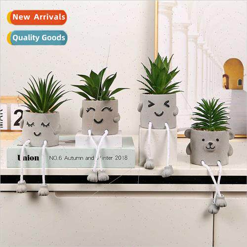 Cute green plant hanging foot doll simulation succulent pots