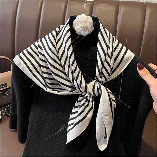 Korean  new striped fashion small square scarf female silk s