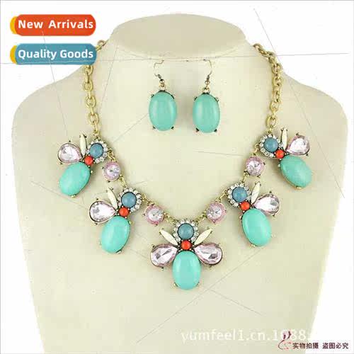 Europe Spring New Crystal Bee Necklace Jewelry Set S048