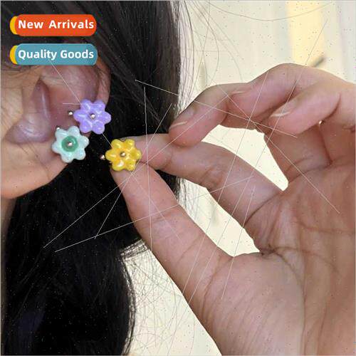 Summer colorful dopamine flowers ear bone clip three sweet c