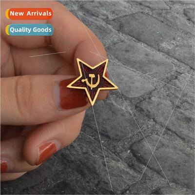 Creative red star sickle shape Soviet Union badge backpack o