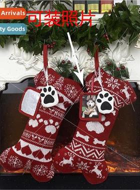 New Christmas decorations supplies bones knted dog paws Chri