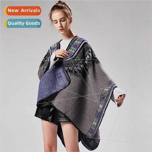 Women new abstract pattern thickened open dual-use shawl cap