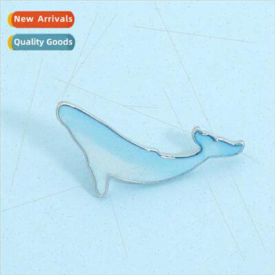 Cartoon healing blue whale blue whale Japanese creative pers