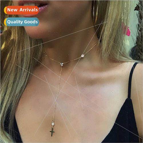 Europe fashion crystal necklace female hundred simple cross