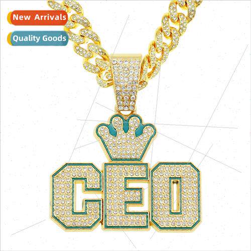 Europe Hip Hop Full Diamond Letter Pendant Necklace Jewelry
