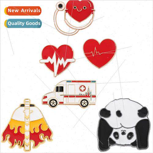 120 Epidemic Prevention Brooch Ambulance Alloy Oil Drip Hear