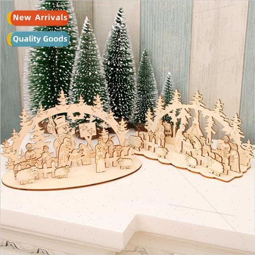 2019 Christmas new decoration supplies wooden puzzle diy orn