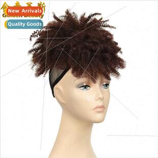 kinky curly small curly hair wrap ponytail bangs all in one