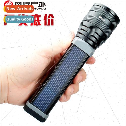 W563 Strong light flashlight T6 LED solar charging 5VUSB mob