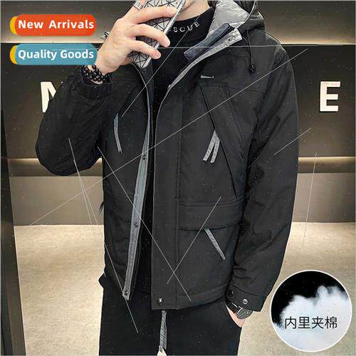 Fall Men Hooded Jacket Handsome Casual Workwear  Loose Peplu