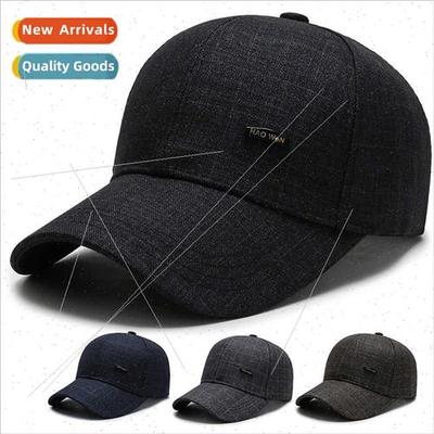 Middle-aged elderly hat men spring fall gingham duck tongue