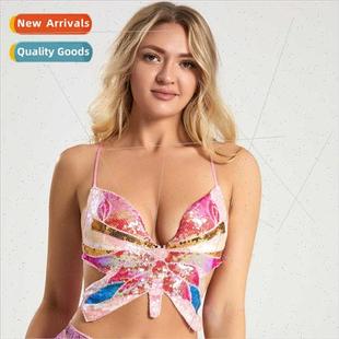 ghtclub Butterfly Dance Top Tops Sequins Belly Permance