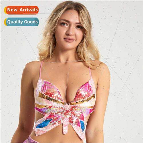 Belly Dance Tops DS ghtclub Permance Sequins Top Butterfly B