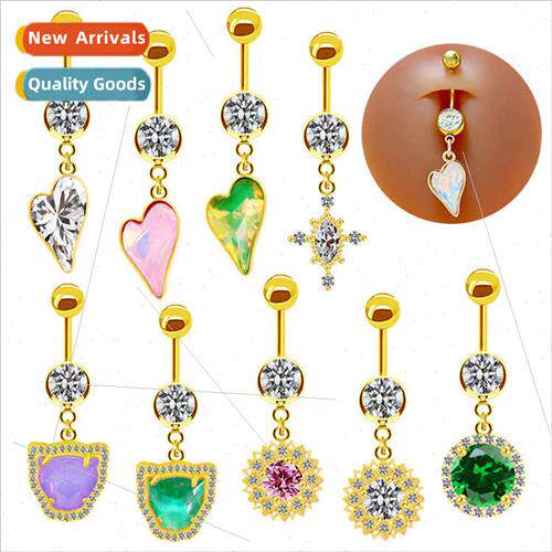 Europe che Belly Button Ring Colorful Zirconia Navel Ring He