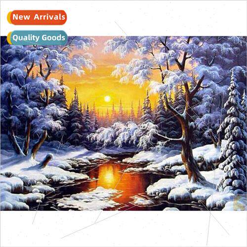 New est snow scene in sunset diamond painting modern living