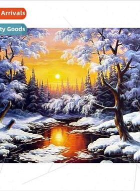 New est snow scene in sunset diamond painting modern living