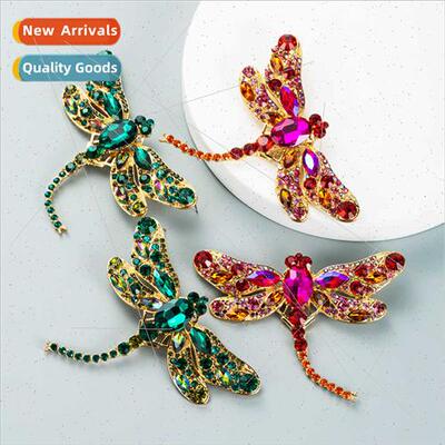 Europe fashion colorful rhinestone insects large dragonfly e